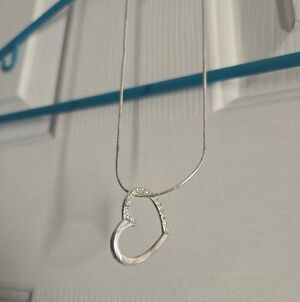 Silver Heart Necklace with Sparkling Accents 2006